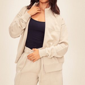 Petite Pebble Zip Up Seam Detail Track Top