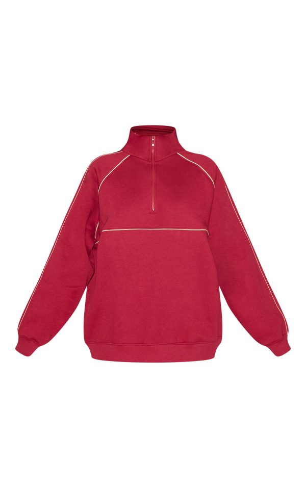 eda8c9d26741d05ca7817a92816a7194bbfcb601_CNM4812_5_red_oversized_contrast_piping_quarter_zip_sweatshirt