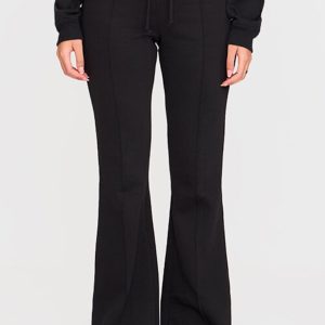 Tall Black Slim Fit Seam Detail Flare Joggers