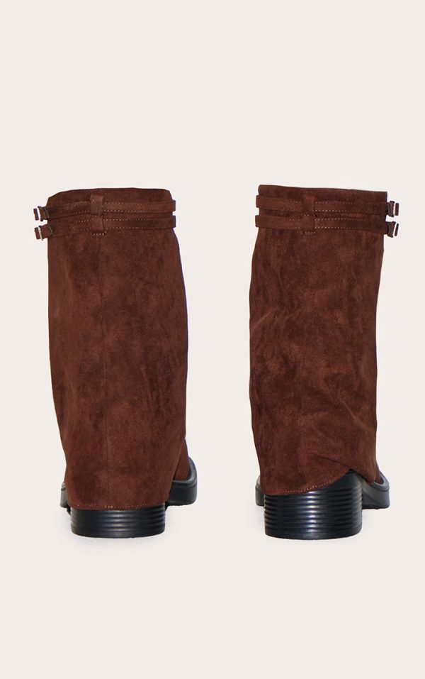 f135d33532449aaada0c2d07f136d9dafa3056c4_CNL7145_3_chocolate_faux_suede_round_toe_fold_over_buckle_strap_ankle_boots