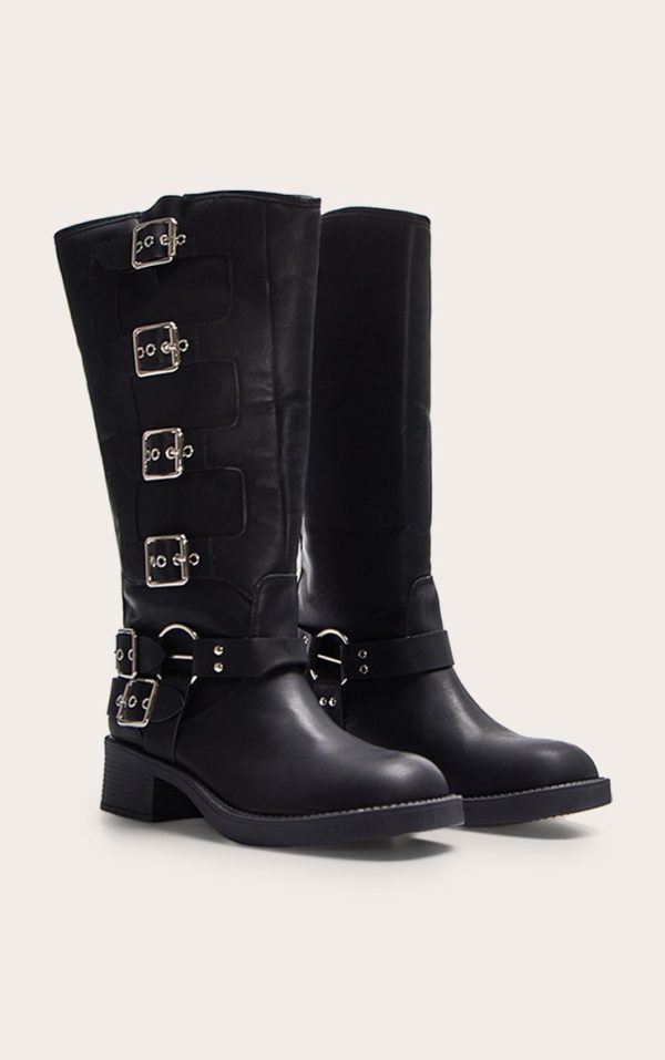 f5b3662d9c74a9476d60f39ef02e9742f61ce51a_CNL7574_2_black_pu_round_toe_multi_buckle_harness_knee_high_boots