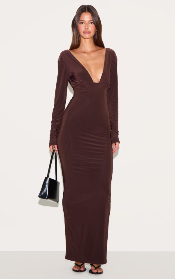 feb5e20bda7160b0e0f7a11a2aded3c2226f3056_CNM8008_1_deep_chocolate_double_layer_deep_plunge_maxi_dress