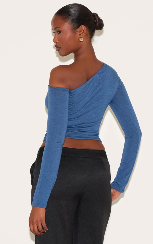 ffbdb54526da63446a447ff3ef0b2bfb3c6a1dff_CNM2373_2_petrol_blue_contour_jersey_asymmetric_twist_detail_long_sleeve_top-1